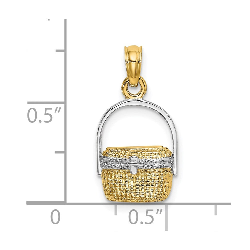 14k Yellow & Rhodium 10.8 mm  2-D Nantucket Basket Charm (1.18 grams)