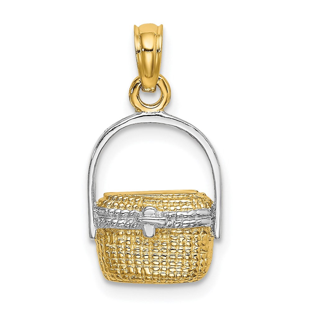 14k Yellow & Rhodium 10.8 mm  2-D Nantucket Basket Charm (1.18 grams)