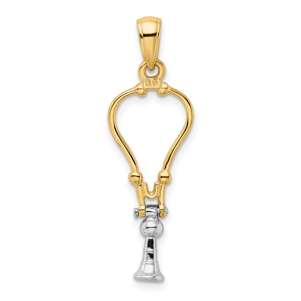 14k Two-tone 11 mm Two-Tone 3-D Stethoscope Pendant (1.19 grams)