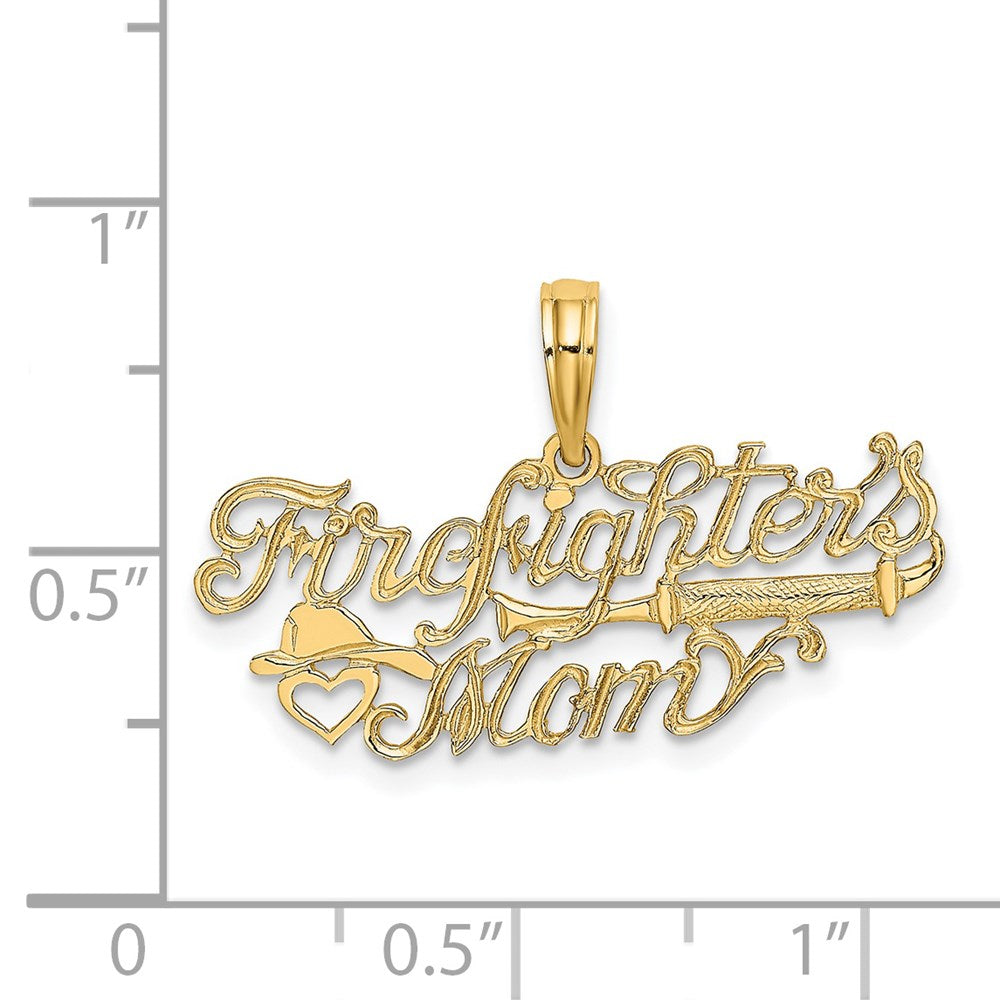 14k Yellow Gold 27.8 mm FIREFIGHTER'S MOM Charm (1.04 grams)