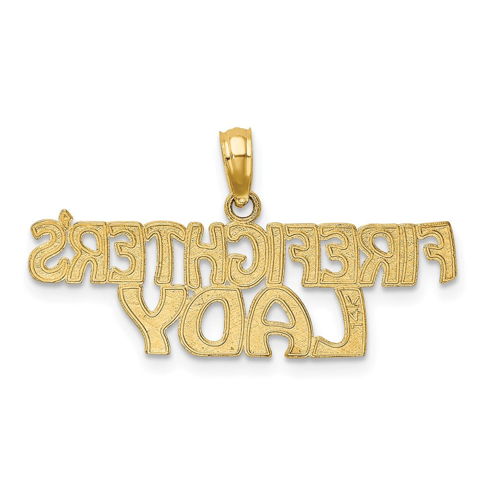 14k Yellow Gold 30.2 mm FIREFIGHTER'S LADY Charm (1.36 grams)