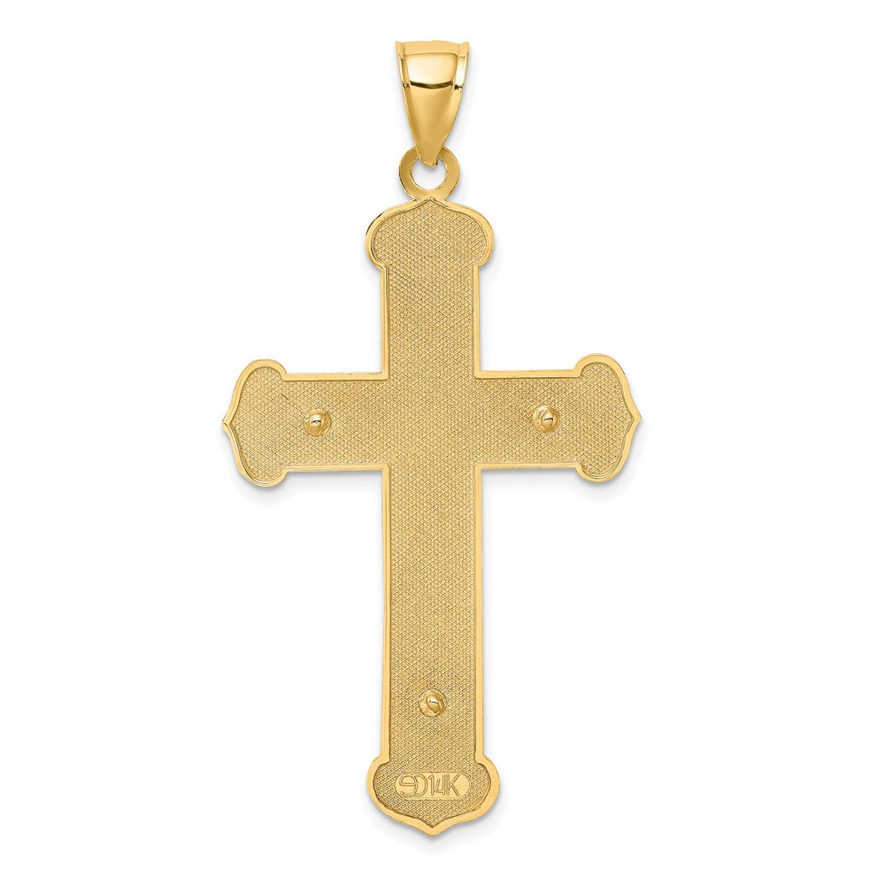 14k Two-tone 26 mm Two-tone Engraved Crucifix Charm (3.55 grams)
