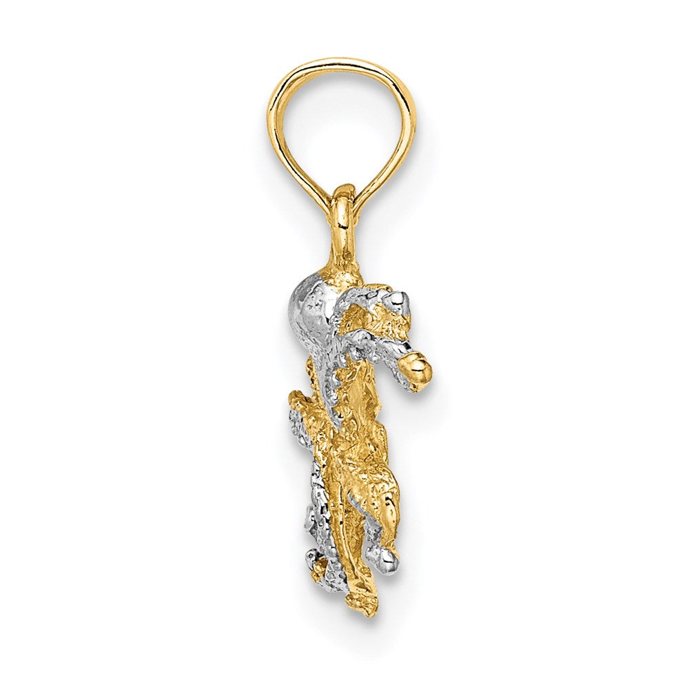 14k Yellow & Rhodium 13.8 mm  Textured Octopus Charm (0.83 grams)