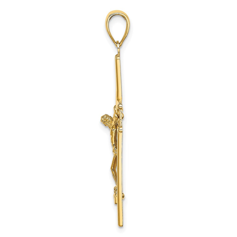 14k Yellow Gold 21 mm W/ Satin Finish Crucifix Charm (2.29 grams)