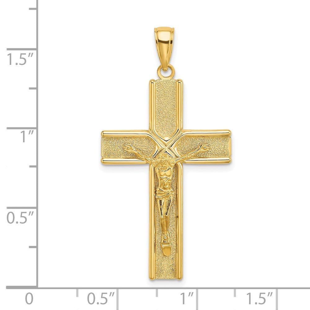 14k Yellow Gold 21 mm W/ Satin Finish Crucifix Charm (2.29 grams)