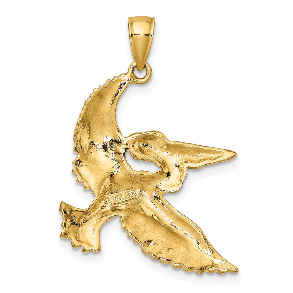 14k Yellow & Rhodium 24.2 mm  Flying Pelican Charm (3.9 grams)
