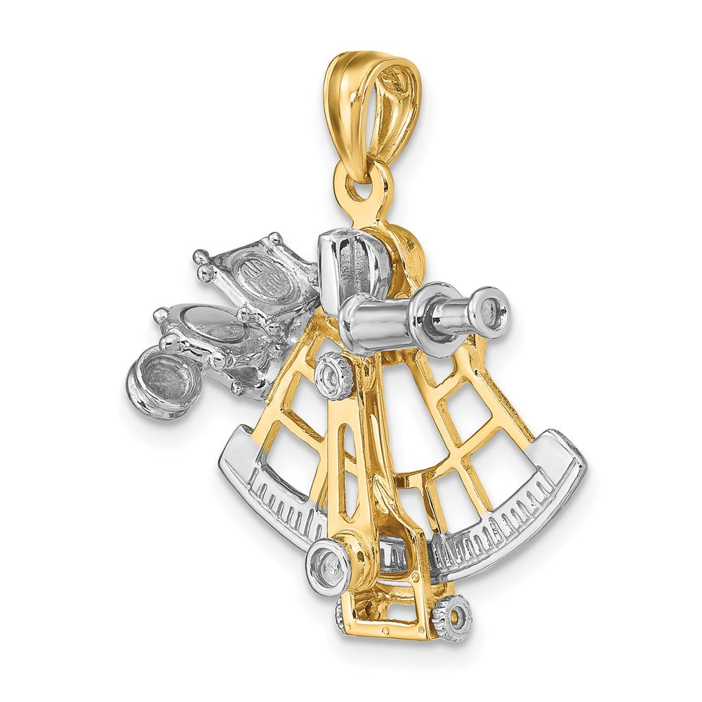 14k Two-tone 24.76 mm 3-D Moveable Sextant Charm (4.81 grams)