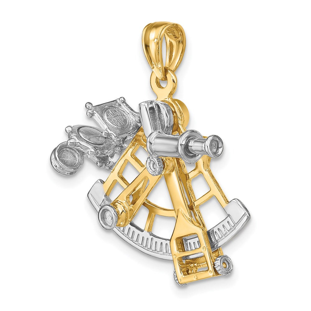 14k Two-tone 24.76 mm 3-D Moveable Sextant Charm (4.81 grams)