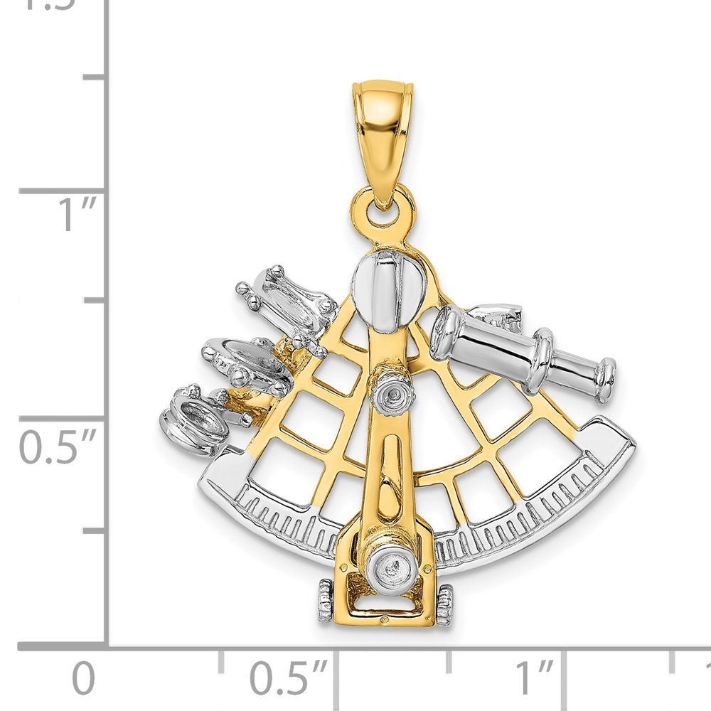 14k Two-tone 24.76 mm 3-D Moveable Sextant Charm (4.81 grams)