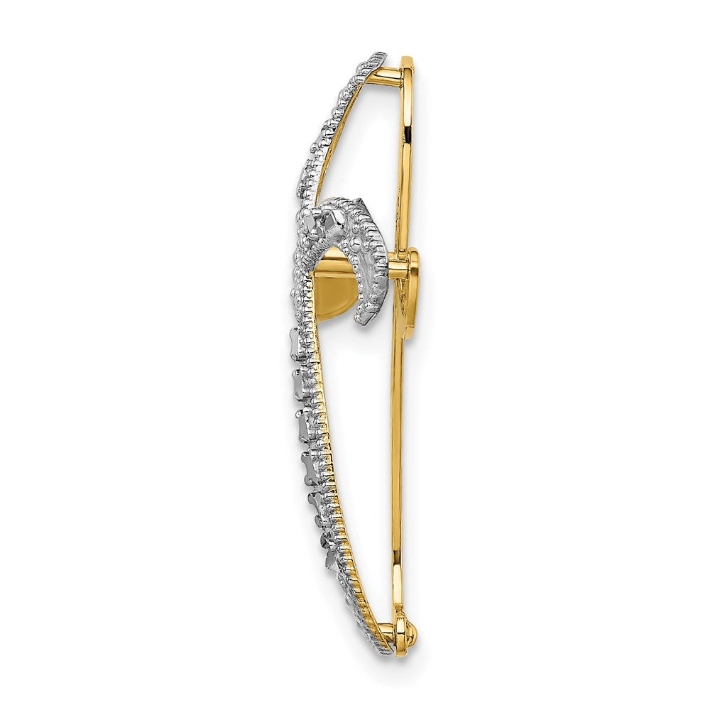 14k Yellow & Rhodium 17 mm  Diamond-Cut Twisted Cross Charm (1.66 grams)