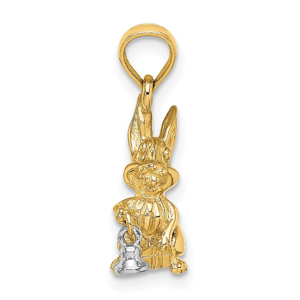14k Two-tone 12.6 mm Two-Tone Moveable 3-D Bunny Rabbit Charm (2.23 grams)