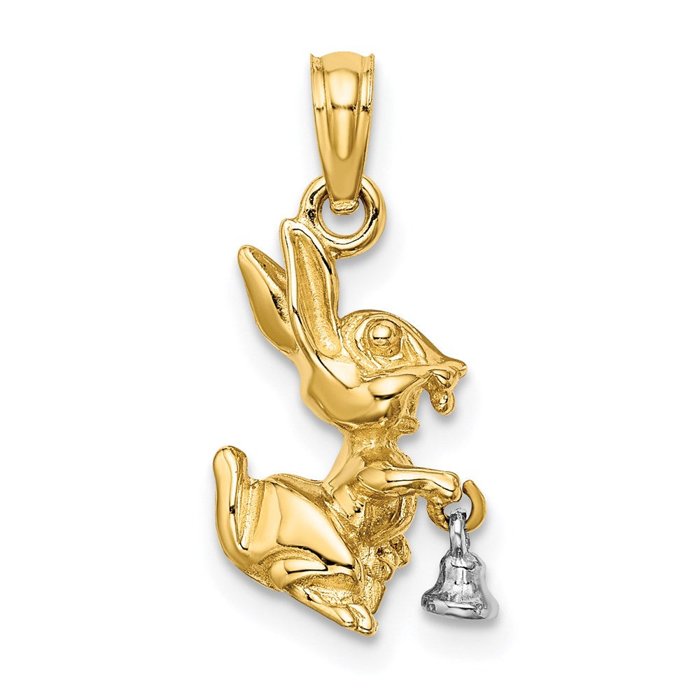 14k Two-tone 12.6 mm Two-Tone Moveable 3-D Bunny Rabbit Charm (2.23 grams)
