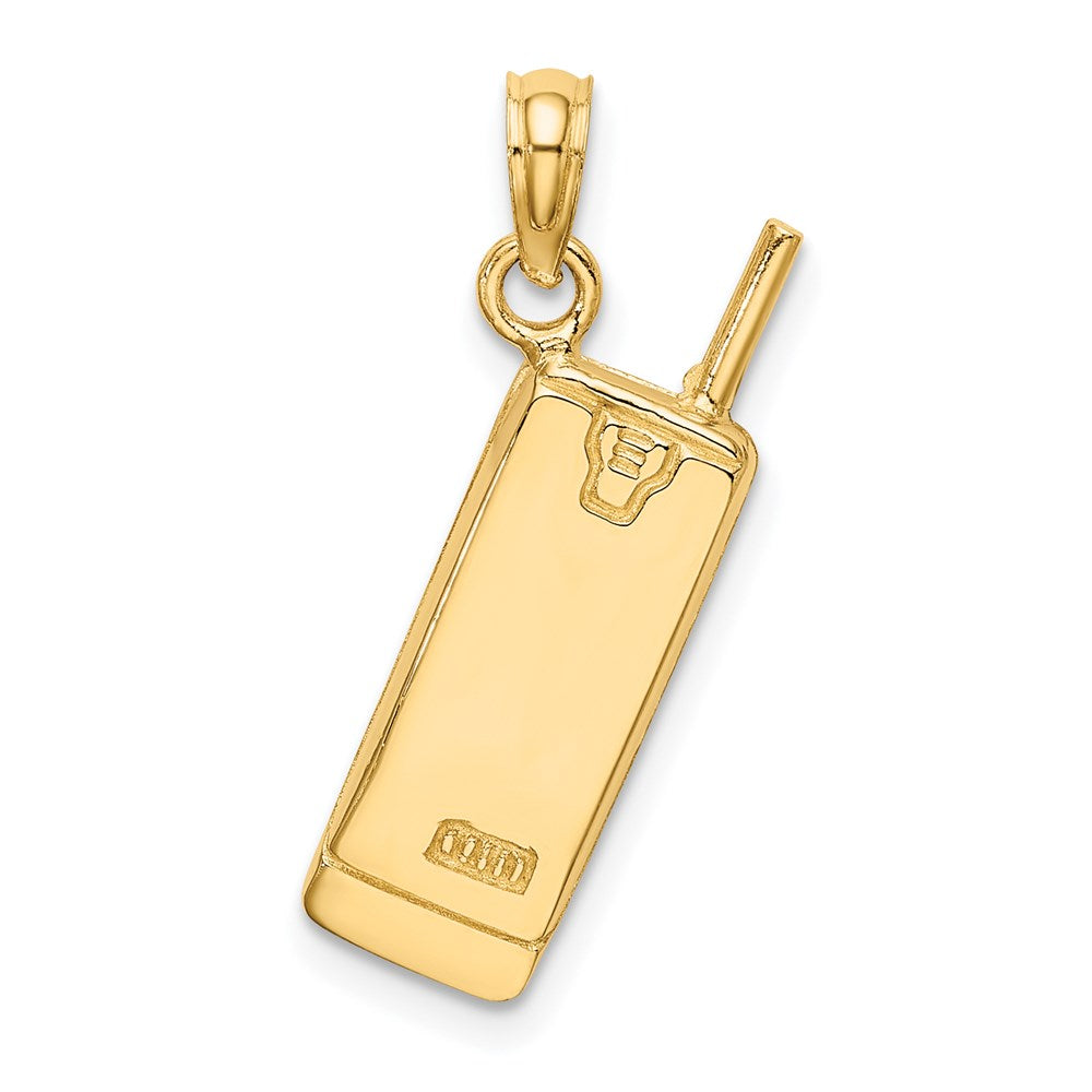 14k Yellow & Rhodium 6.9 mm  3-D Cell Phone Charm (3.17 grams)