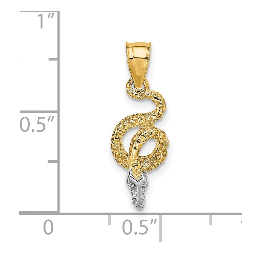 14k Yellow & Rhodium 7.23 mm  Coiled Snake Charm (0.84 grams)