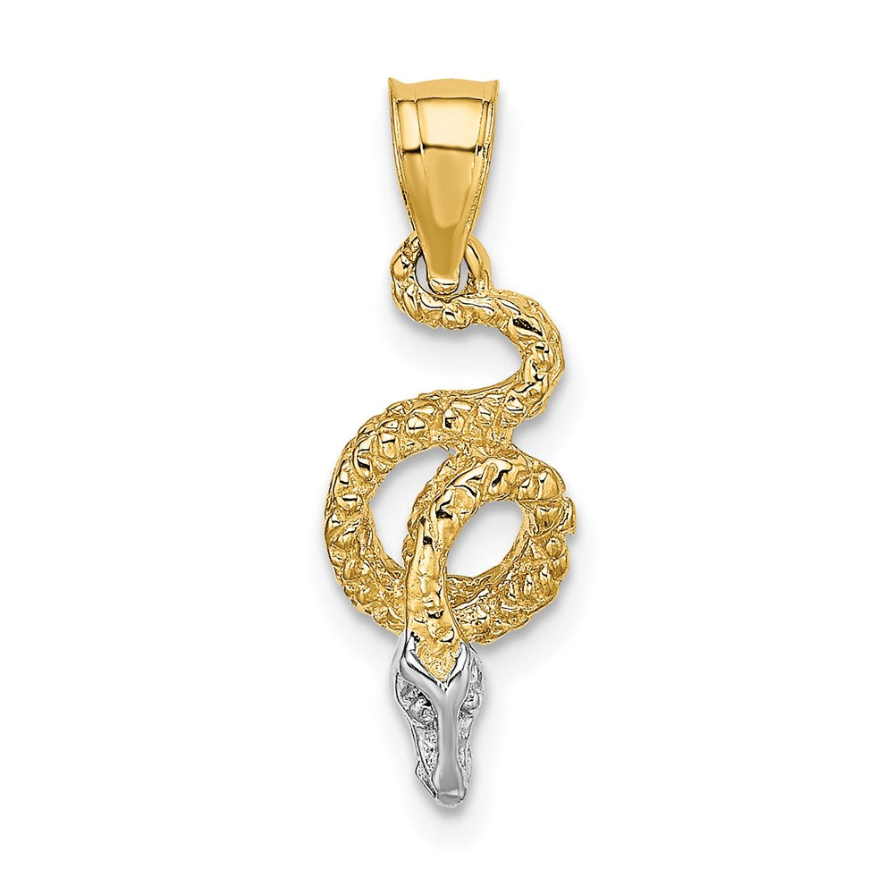 14k Yellow & Rhodium 7.23 mm  Coiled Snake Charm (0.84 grams)