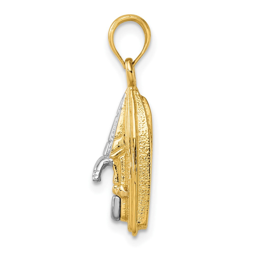 14k Yellow & Rhodium 6.8 mm  3-D Wave Runner W/ Moveable Seat Charm (2.87 grams)