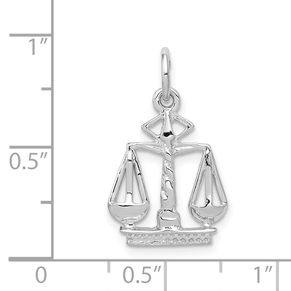 14k White Gold 13 mm Flat-Backed Scales of Justice Charm (1.06 grams)