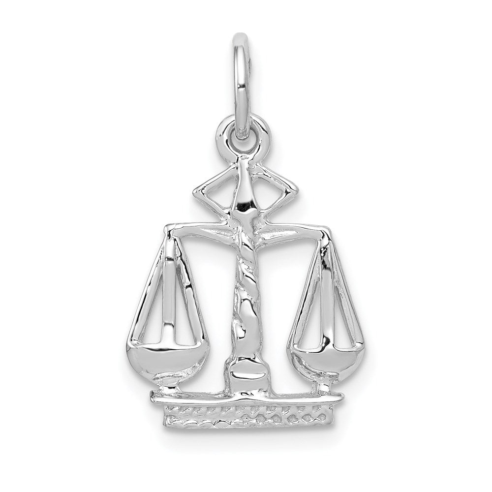 14k White Gold 13 mm Flat-Backed Scales of Justice Charm (1.06 grams)