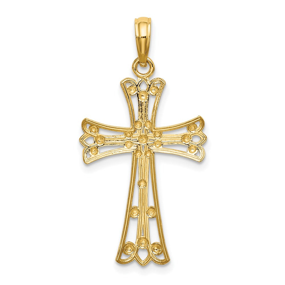 14k Yellow & Rhodium 17 mm  D/C Cross Charm (1.21 grams)