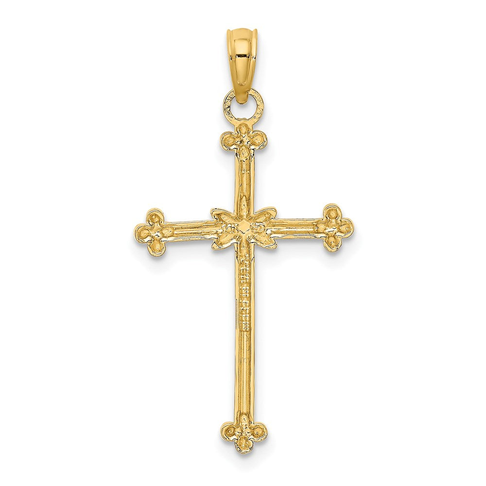 14k Yellow & Rhodium 17 mm  Thin D/C Cross Charm (0.66 grams)