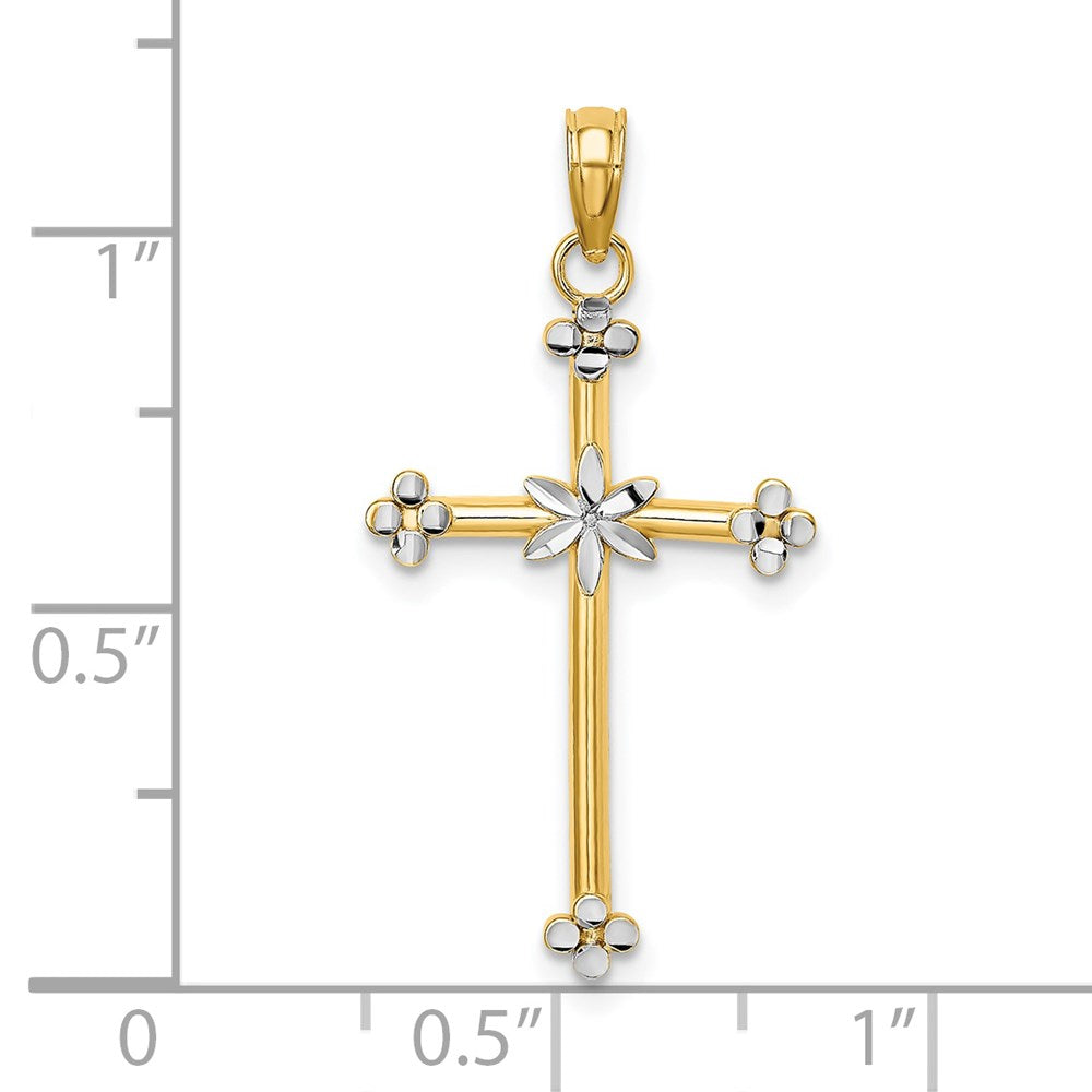 14k Yellow & Rhodium 17 mm  Thin D/C Cross Charm (0.66 grams)