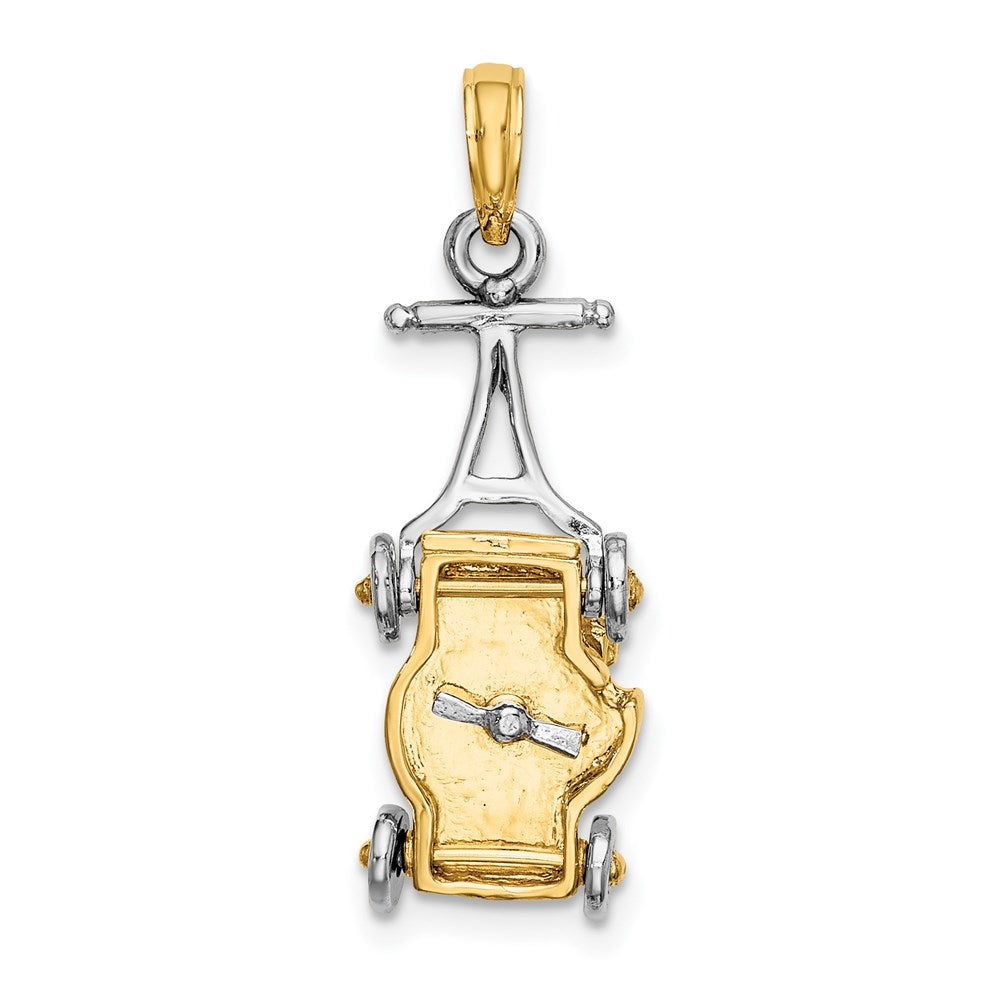 14k Two-tone 10 mm 3-D Lawn Mower Charm (3.23 grams)