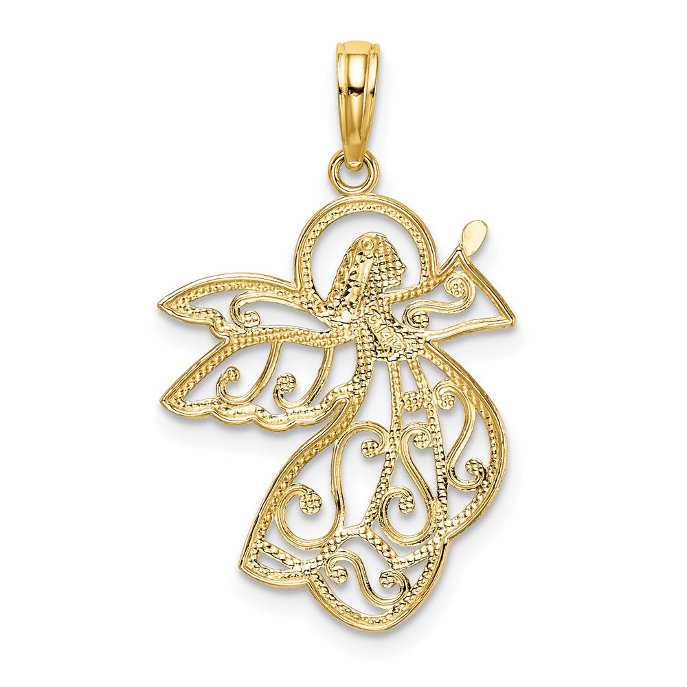 14k Yellow & Rhodium 18 mm  Flying Angel Charm (1.13 grams)