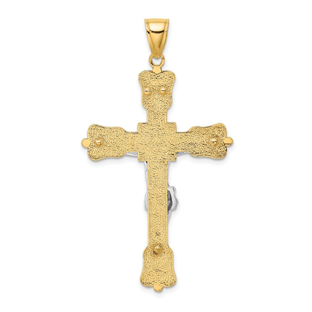 14k Two-tone 18 mm INRI Crucfix Pendant (7.21 grams)