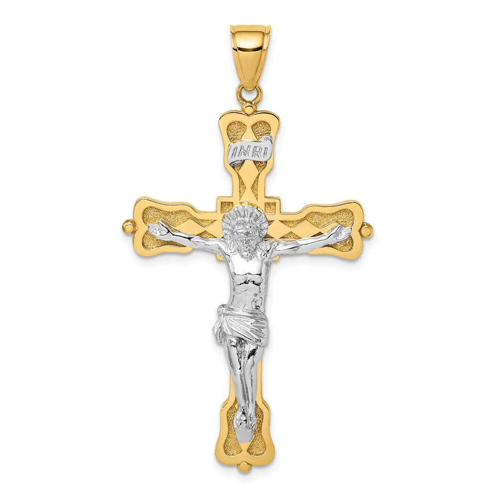 14k Two-tone 18 mm INRI Crucfix Pendant (7.21 grams)