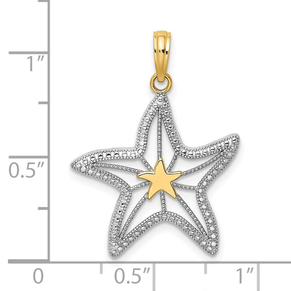 14k Yellow & Rhodium 21.1 mm  Small Starfish Charm (1.48 grams)