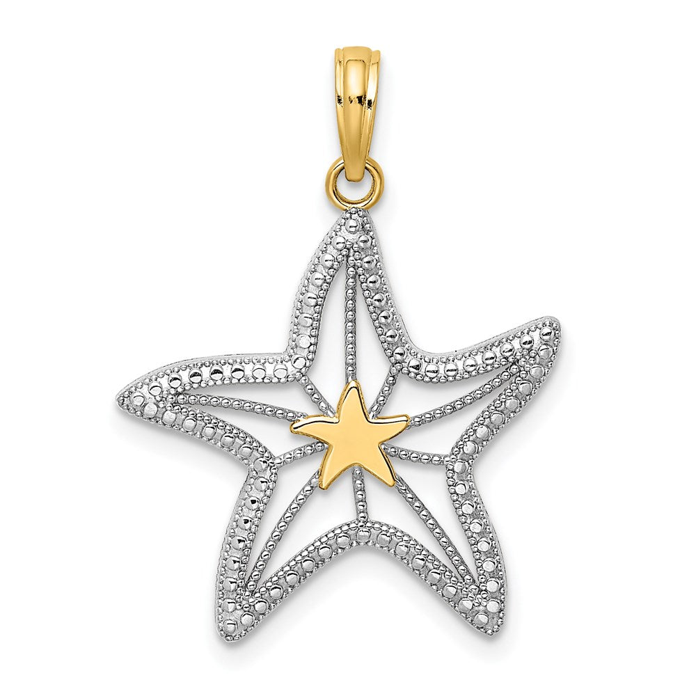 14k Yellow & Rhodium 21.1 mm  Small Starfish Charm (1.48 grams)