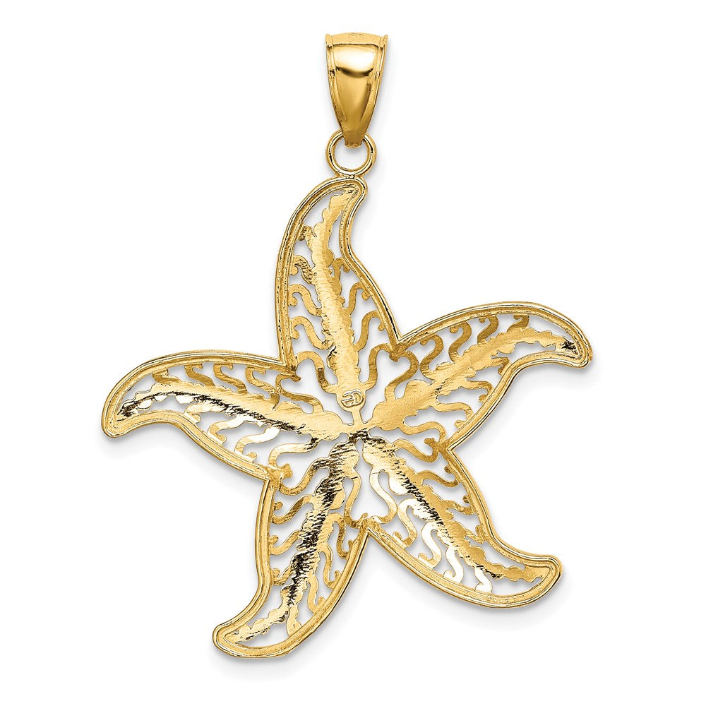 14k Yellow & Rhodium 30.9 mm  Starfish Filigree Charm (2.38 grams)