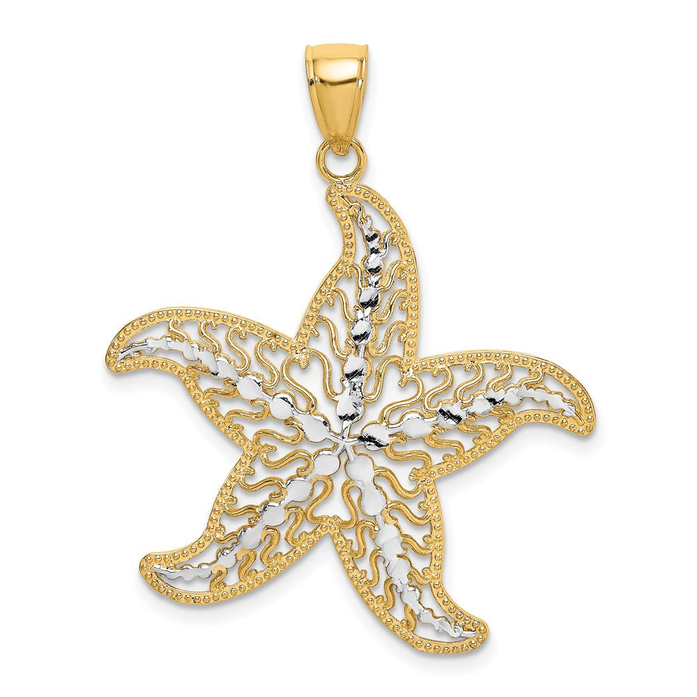 14k Yellow & Rhodium 30.9 mm  Starfish Filigree Charm (2.38 grams)
