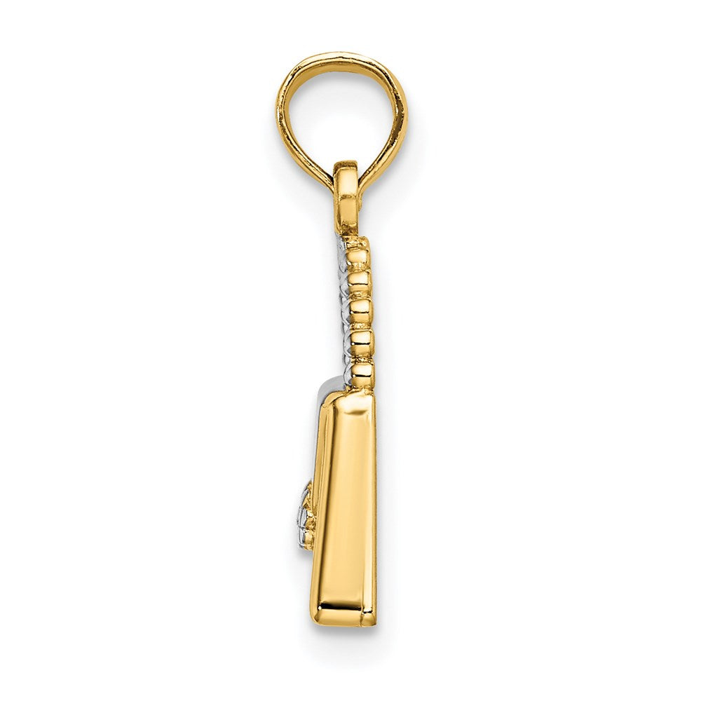 14k Yellow & Rhodium 15 mm  Purse Charm (0.92 grams)