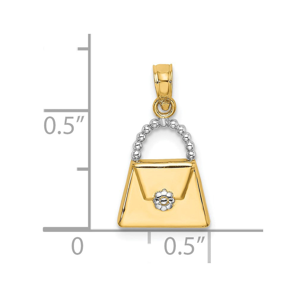 14k Yellow & Rhodium 15 mm  Purse Charm (0.92 grams)