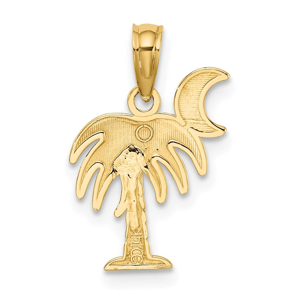 14k Yellow & Rhodium 11.68 mm  Charleston Palm Tree Charm (0.68 grams)