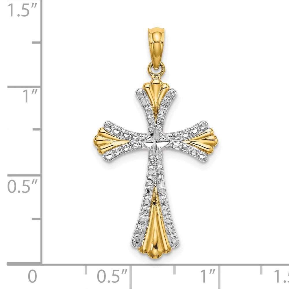 14k Yellow & Rhodium 17 mm  and D/C Reversible Cross Charm (2.19 grams)