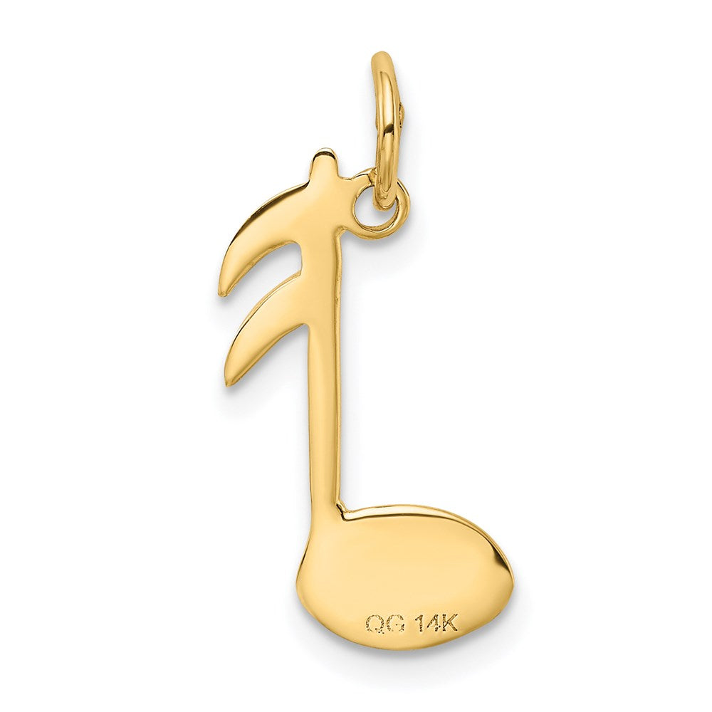 14k Yellow Gold 10 mm Polished Flat-Backed Musical Note Charm (0.88 grams)