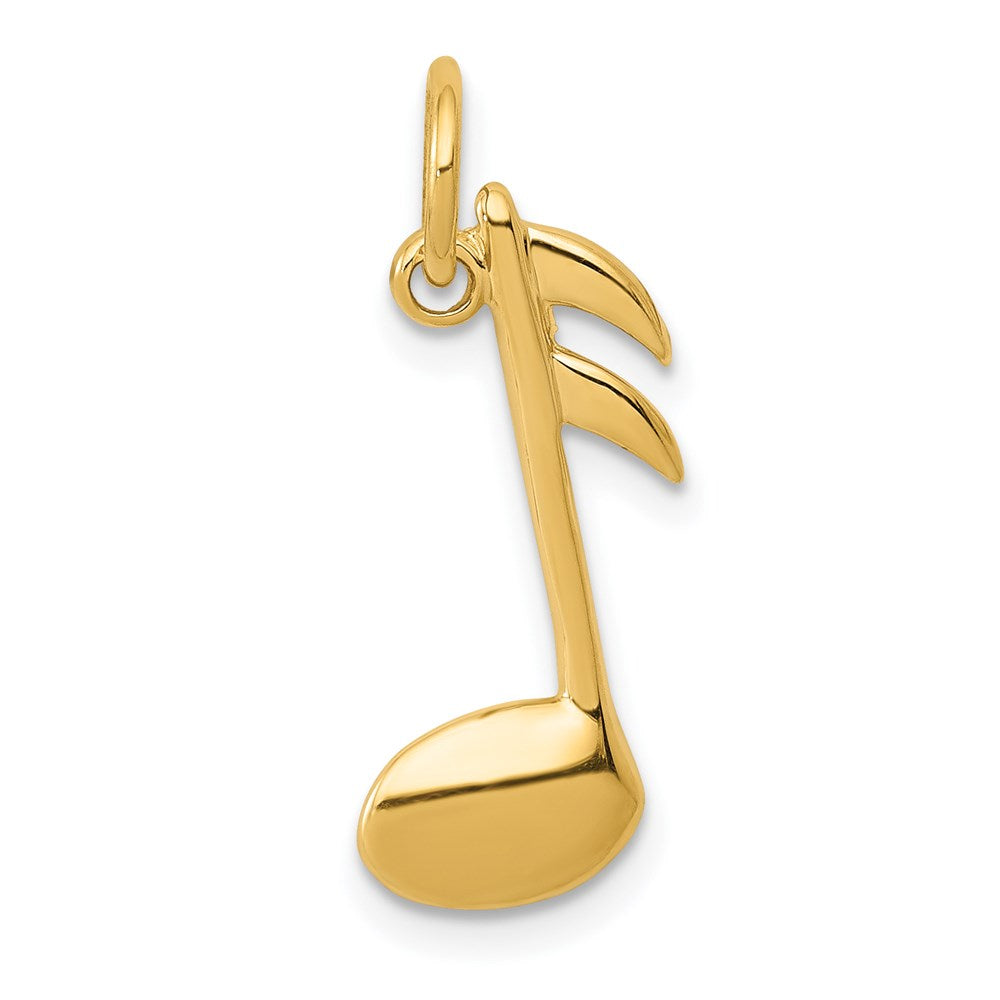 14k Yellow Gold 10 mm Polished Flat-Backed Musical Note Charm (0.88 grams)