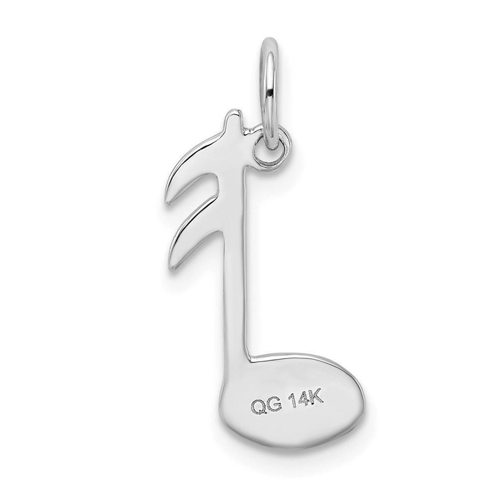 14k White Gold 10 mm Polished Flat-Backed Musical Note Charm (0.85 grams)