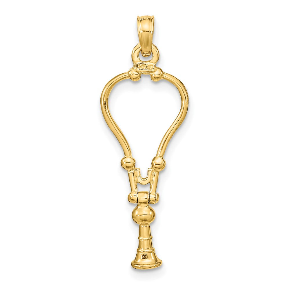 14k Yellow Gold 11.3 mm 3-D Stethoscope Pendant (1.22 grams)