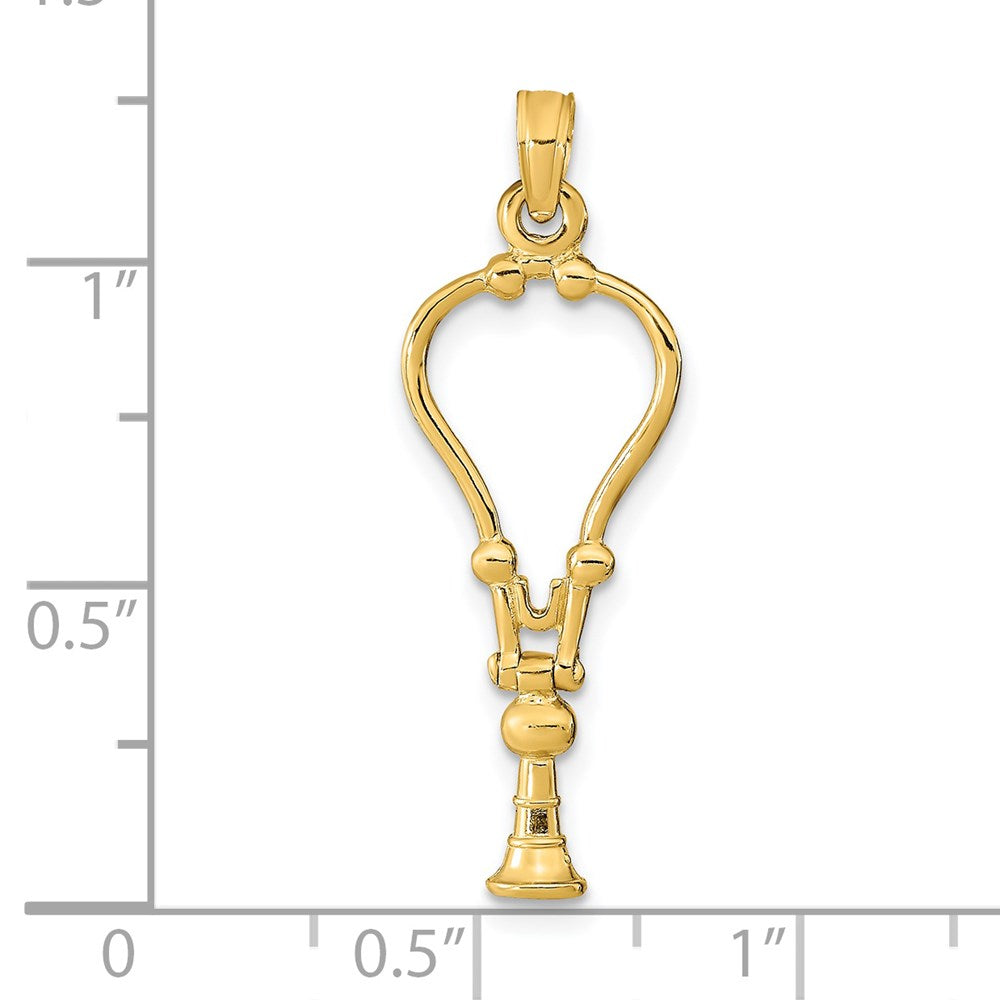 14k Yellow Gold 11.3 mm 3-D Stethoscope Pendant (1.22 grams)