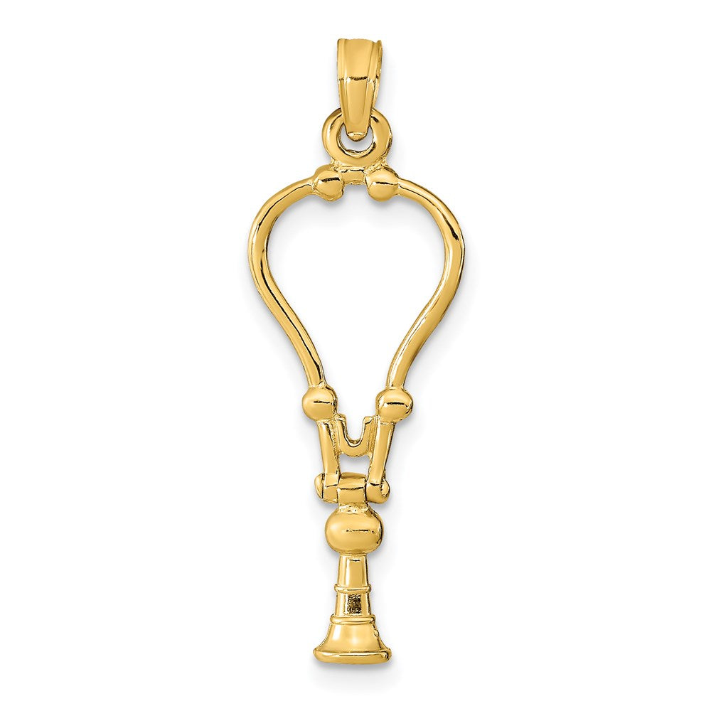 14k Yellow Gold 11.3 mm 3-D Stethoscope Pendant (1.22 grams)