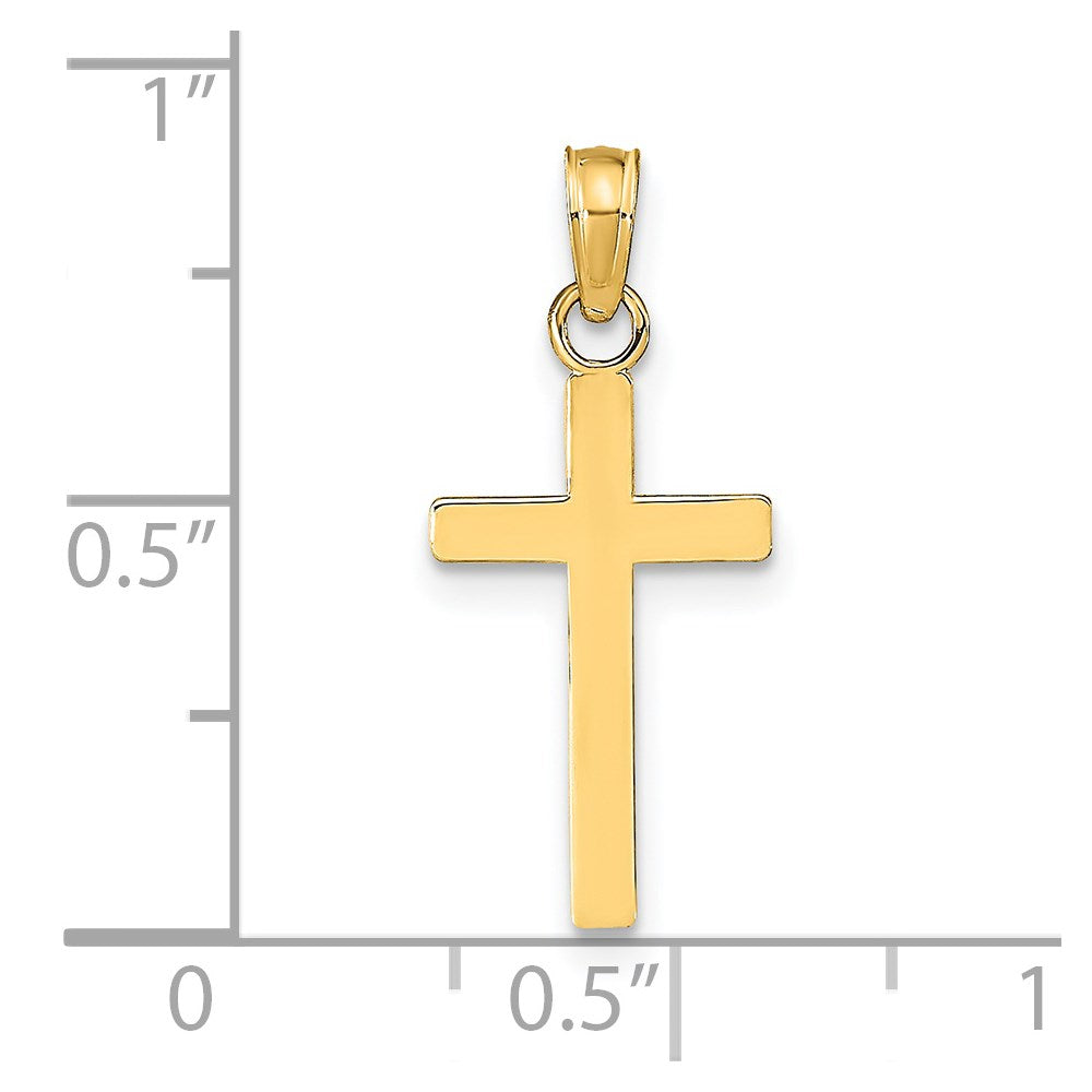14k Yellow Gold 10 mm Polished Cross Pendant (0.5 grams)