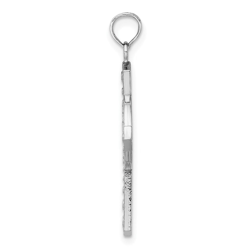 14k White Gold 20 mm  Beaded Celtic Cross w/ Eternity Charm (1.39 grams)