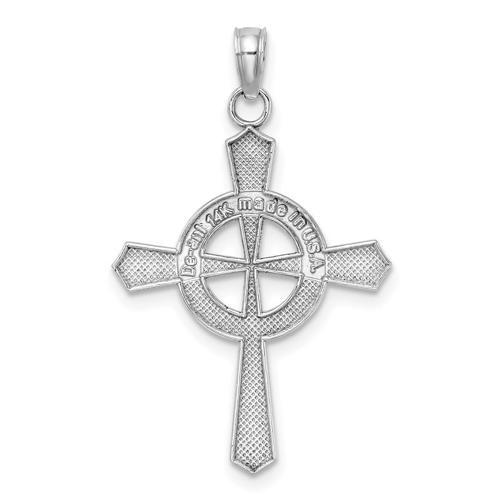 14k White Gold 20 mm  Beaded Celtic Cross w/ Eternity Charm (1.39 grams)