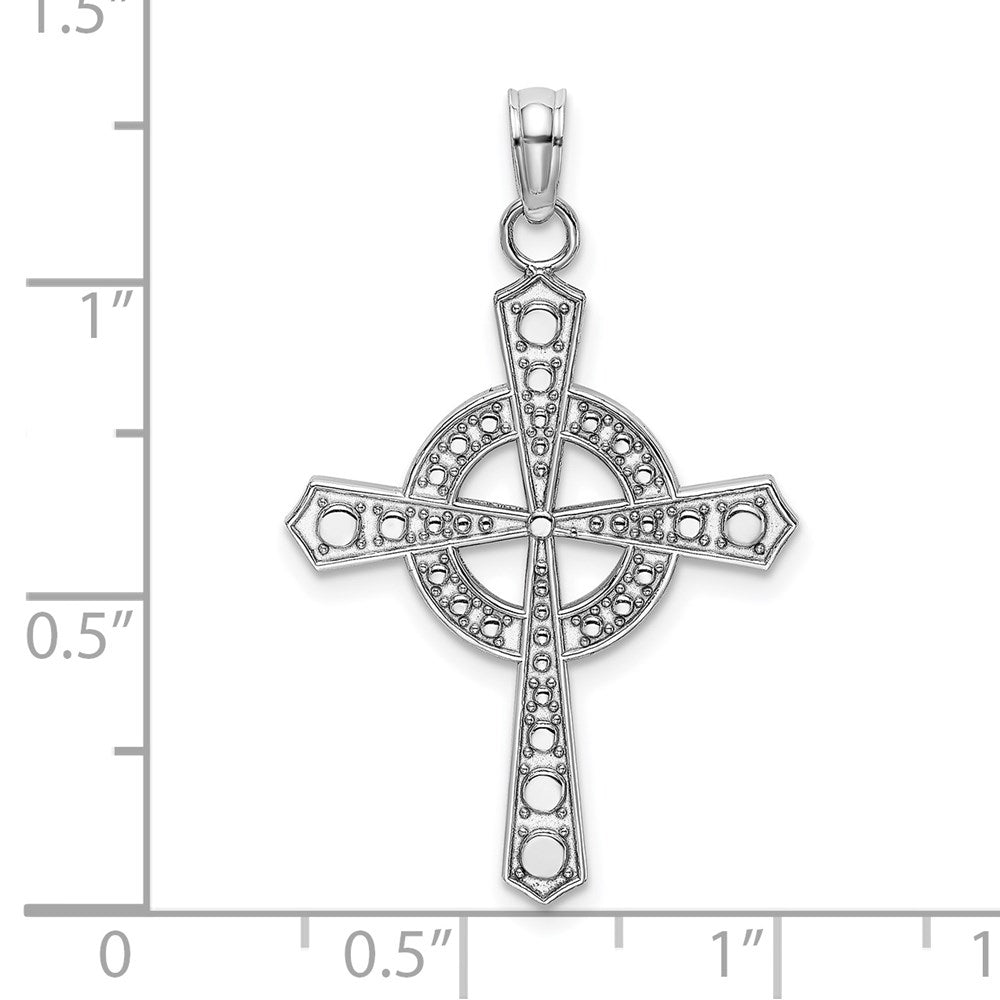 14k White Gold 20 mm  Beaded Celtic Cross w/ Eternity Charm (1.39 grams)