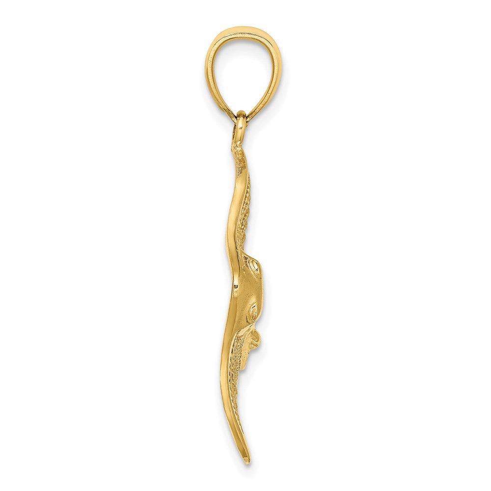 14k Yellow Gold 29.1 mm Polished and Cut-Out Textured Accent Stingray Charm (3.33 grams)