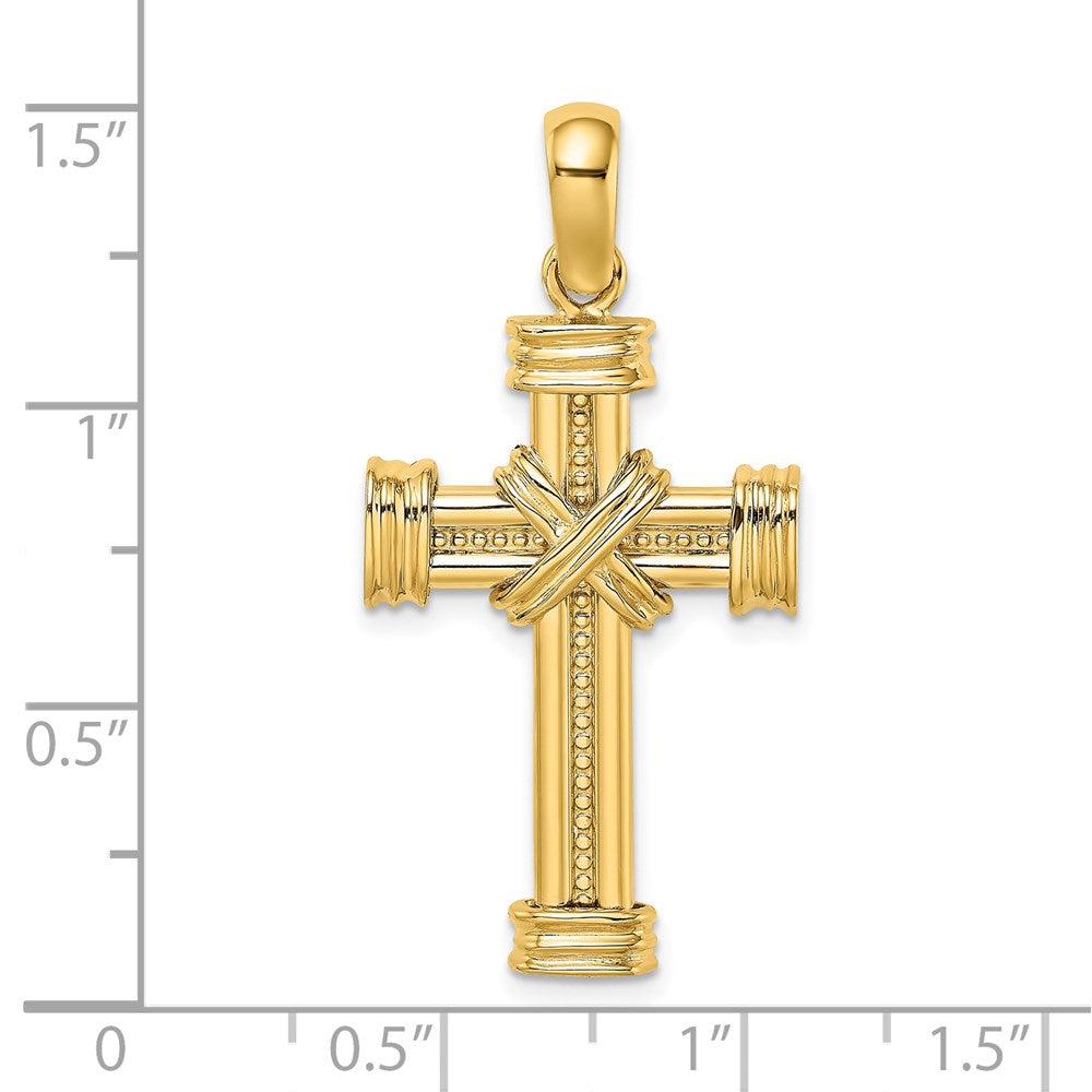 14k Yellow Gold 19.75 mm Polished w/ X In Center of Cross Charm (5.39 grams)