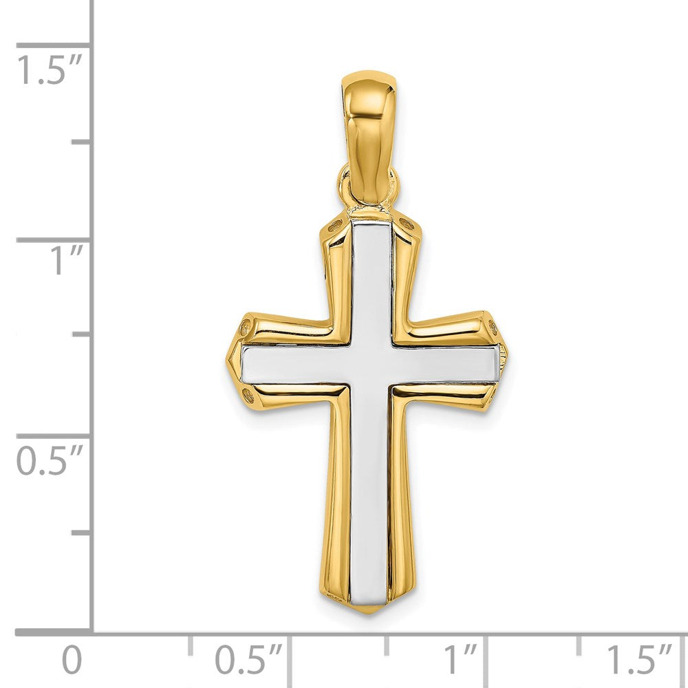14k Two-tone 18.55 mm Two-tone Polished Cross Charm (5.01 grams)
